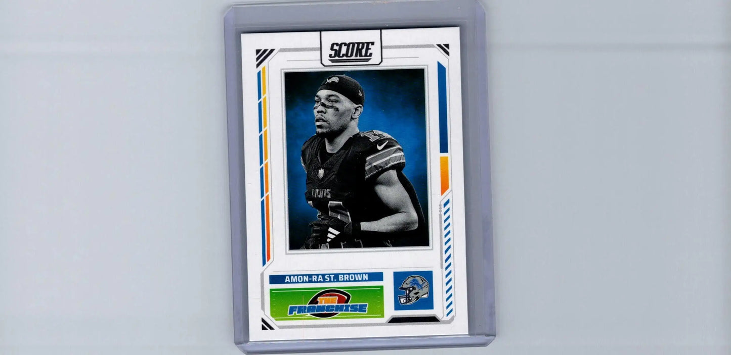 Football trading card of Amon-Ra St. Brown from 2025 Score The Franchise series