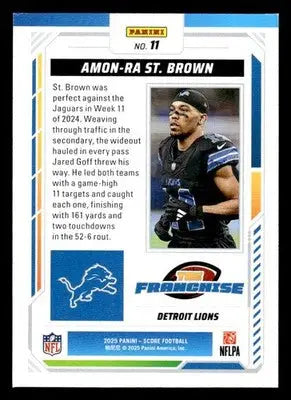 Amon-Ra St. Brown Detroit Lions football card from 2025 Score The Franchise series