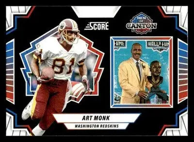 2025 Score Art Monk football card featuring Washington Redskins legend playing football
