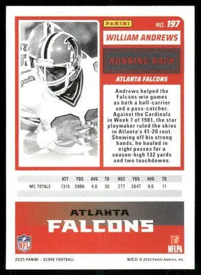 Football card featuring William Andrews from 2025 Score A Treat William Andrews series