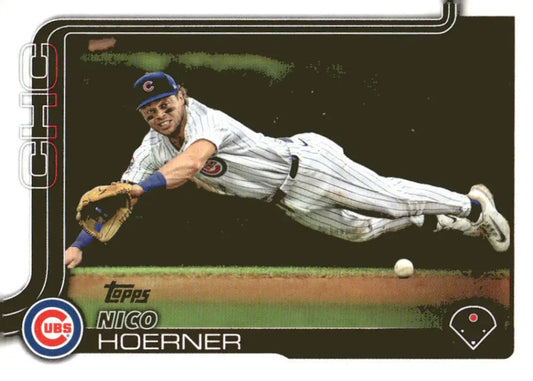 2025 Topps Nico Hoerner Chicago Cubs baseball card in NM-MT condition