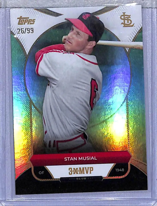 Stan Musial baseball card from 2025 Topps 3X MVP Hall of Fame series