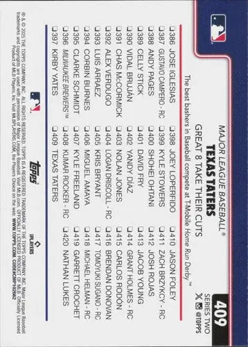 Baseball card back showing original gloss and combo card checklist for Gunnar Henderson