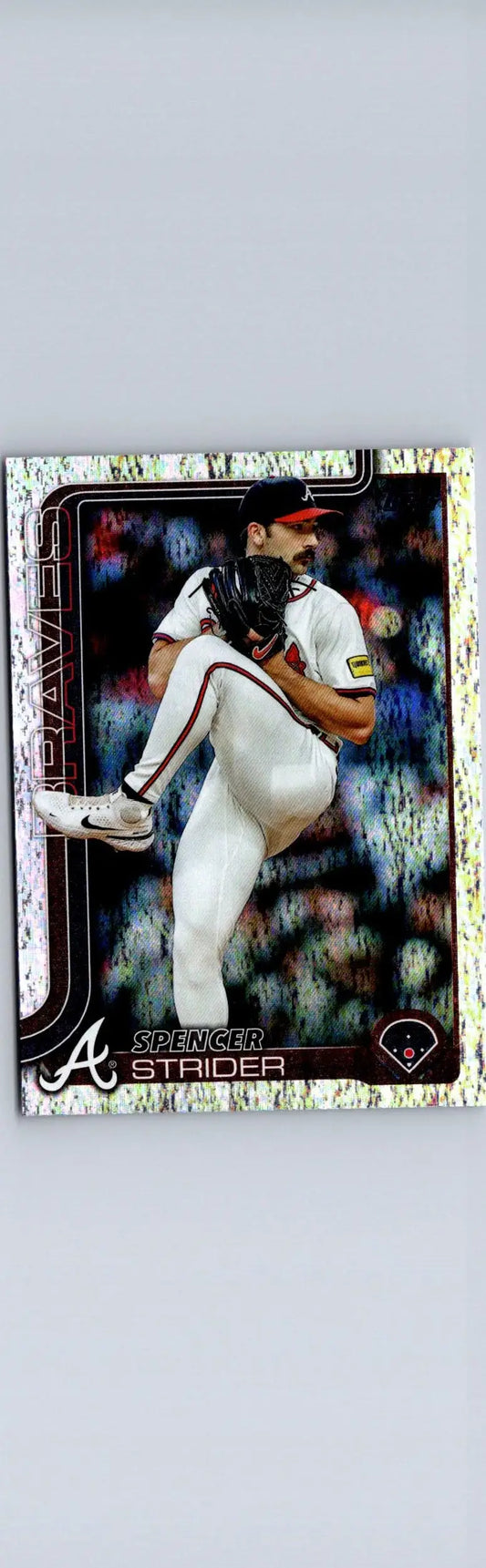 Baseball card of Spencer Strider Sandglitter from 2025 Topps #579 featuring pitcher