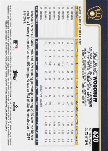 2025 Topps Brandon Woodruff baseball card with original gloss NM-MT Brewers ID 78453