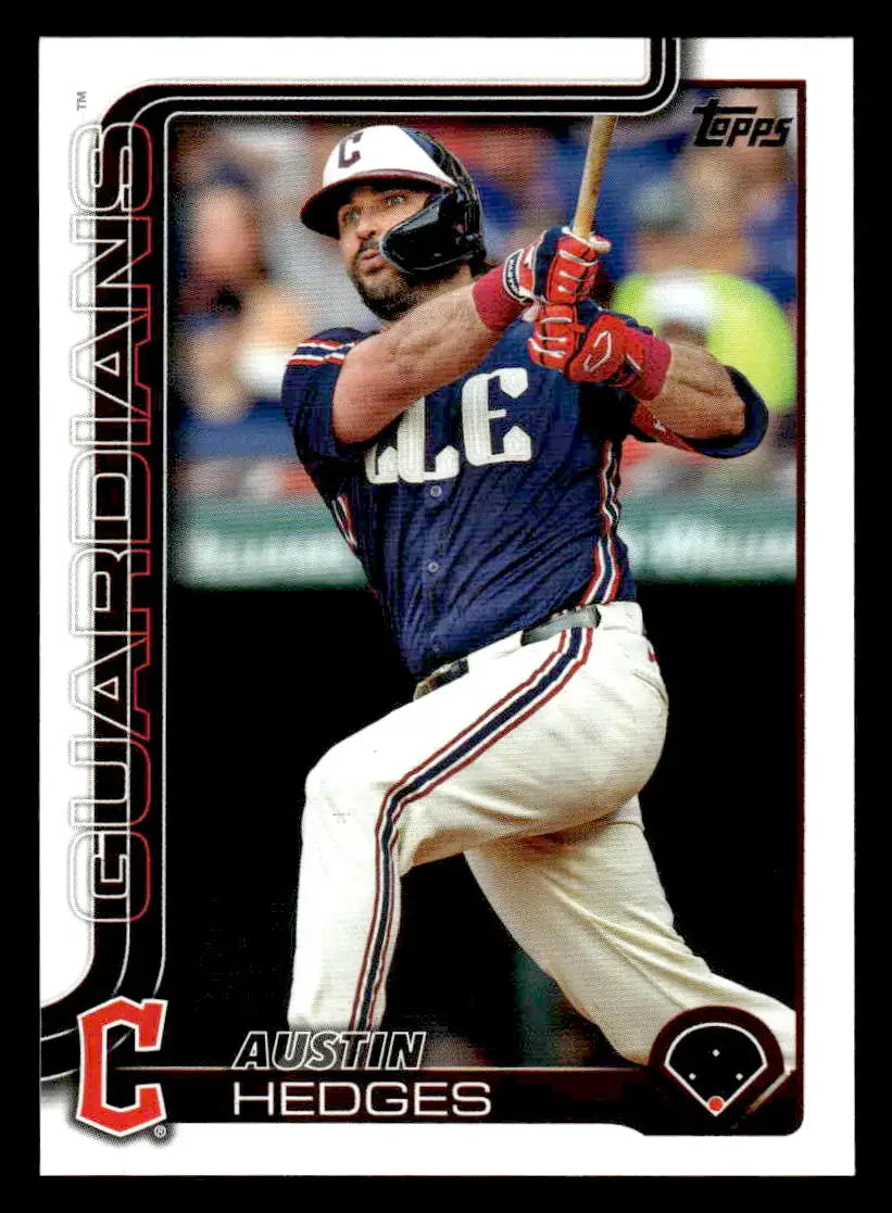 Baseball trading card of Austin Hedges in batting stance from 2025 Topps #667 Cleveland Guardians