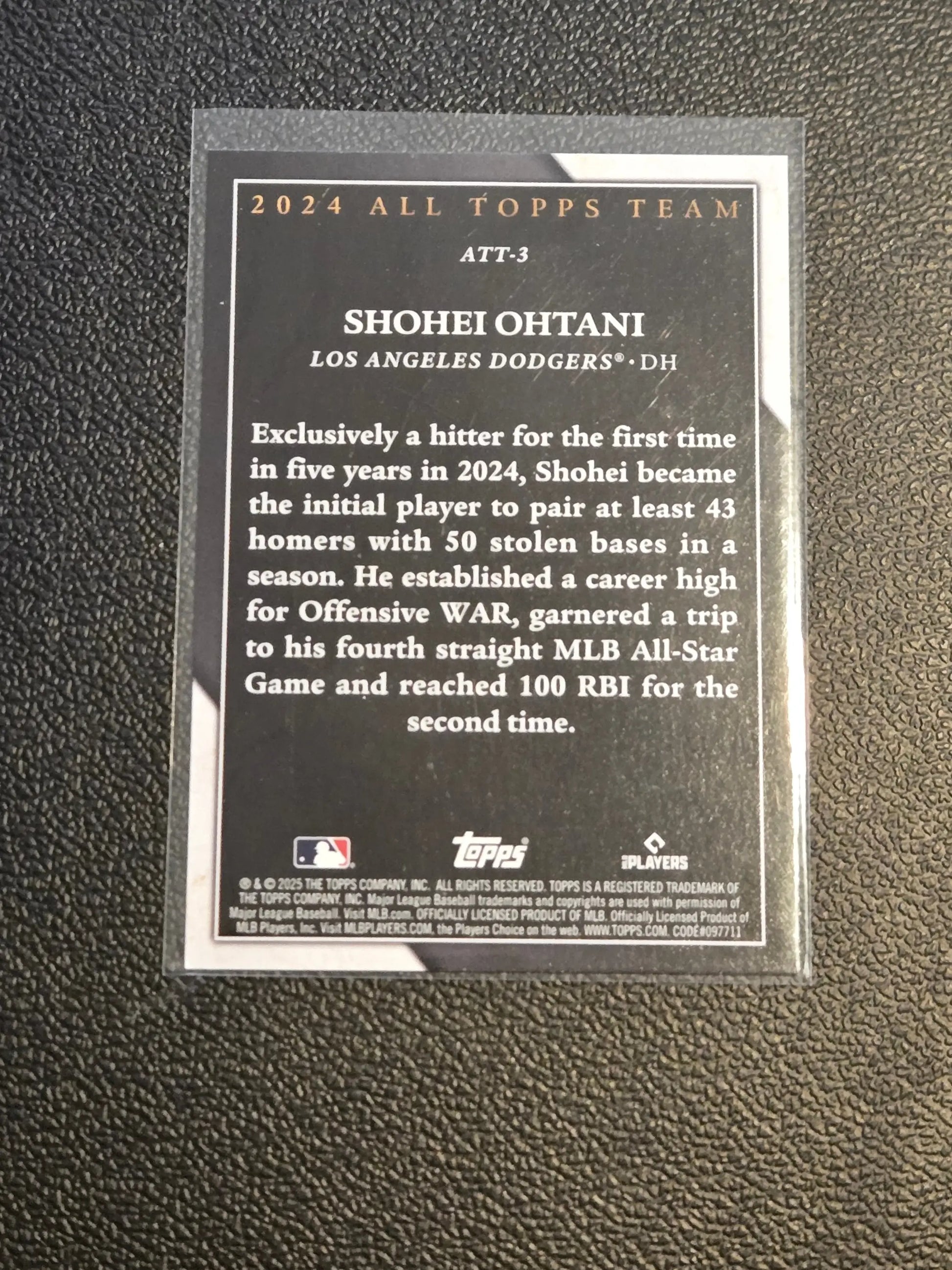 Baseball trading card of Shohei Ohtani from 2025 Topps #ATT-3 All Topps Team