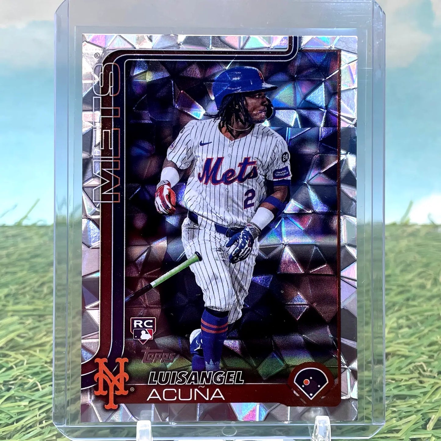Luisangel Acuna baseball card from 2025 Topps Baseball Series 2 Diamante Foil