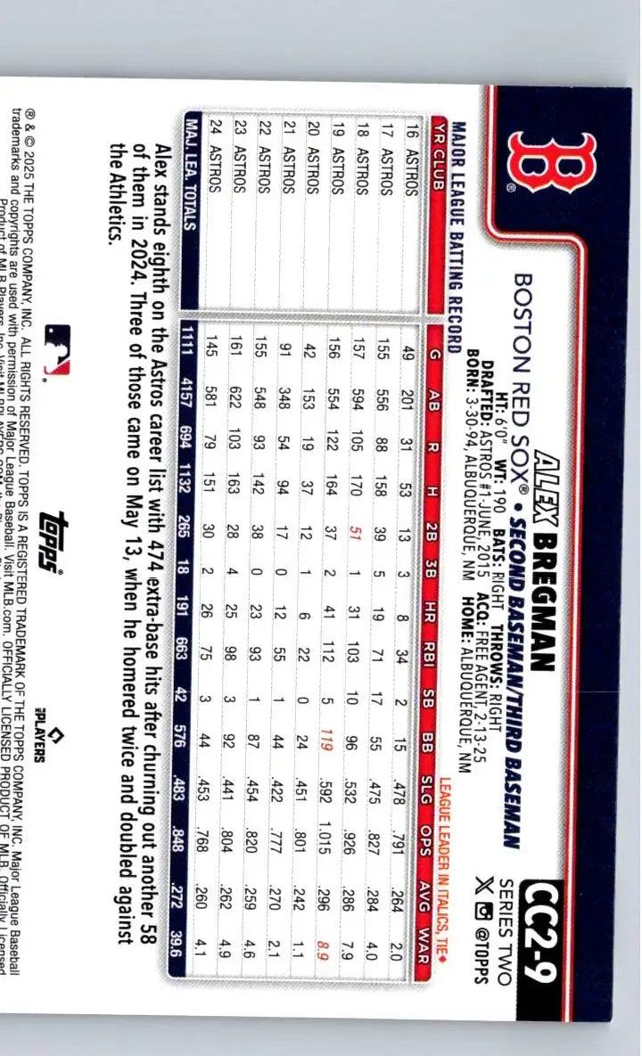 Alex Bregman baseball card from 2025 Topps Bregman Companion Cards Series Two