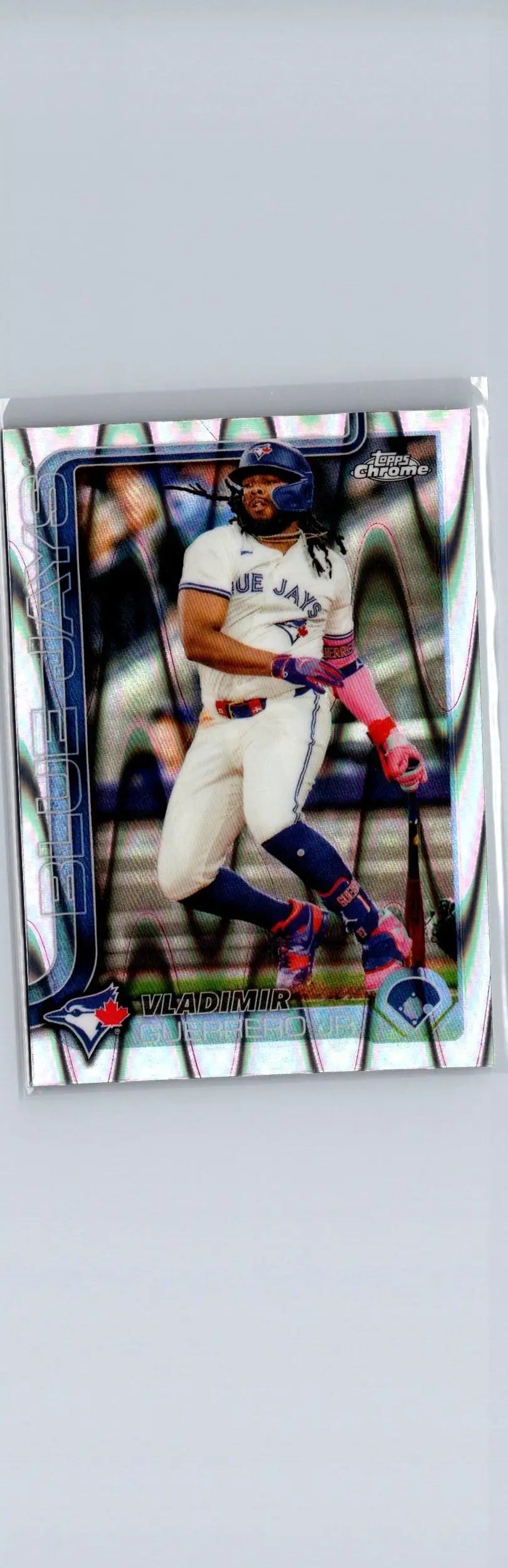 Baseball trading card featuring Vladimir Guerrero Jr. from Topps Chrome Raywave Refractors