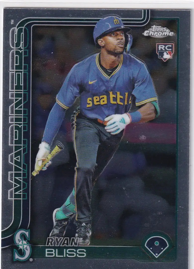 2025 Topps Chrome Baseball Ryan Bliss Seattle Mariners card showcasing chrome baseball collectibility