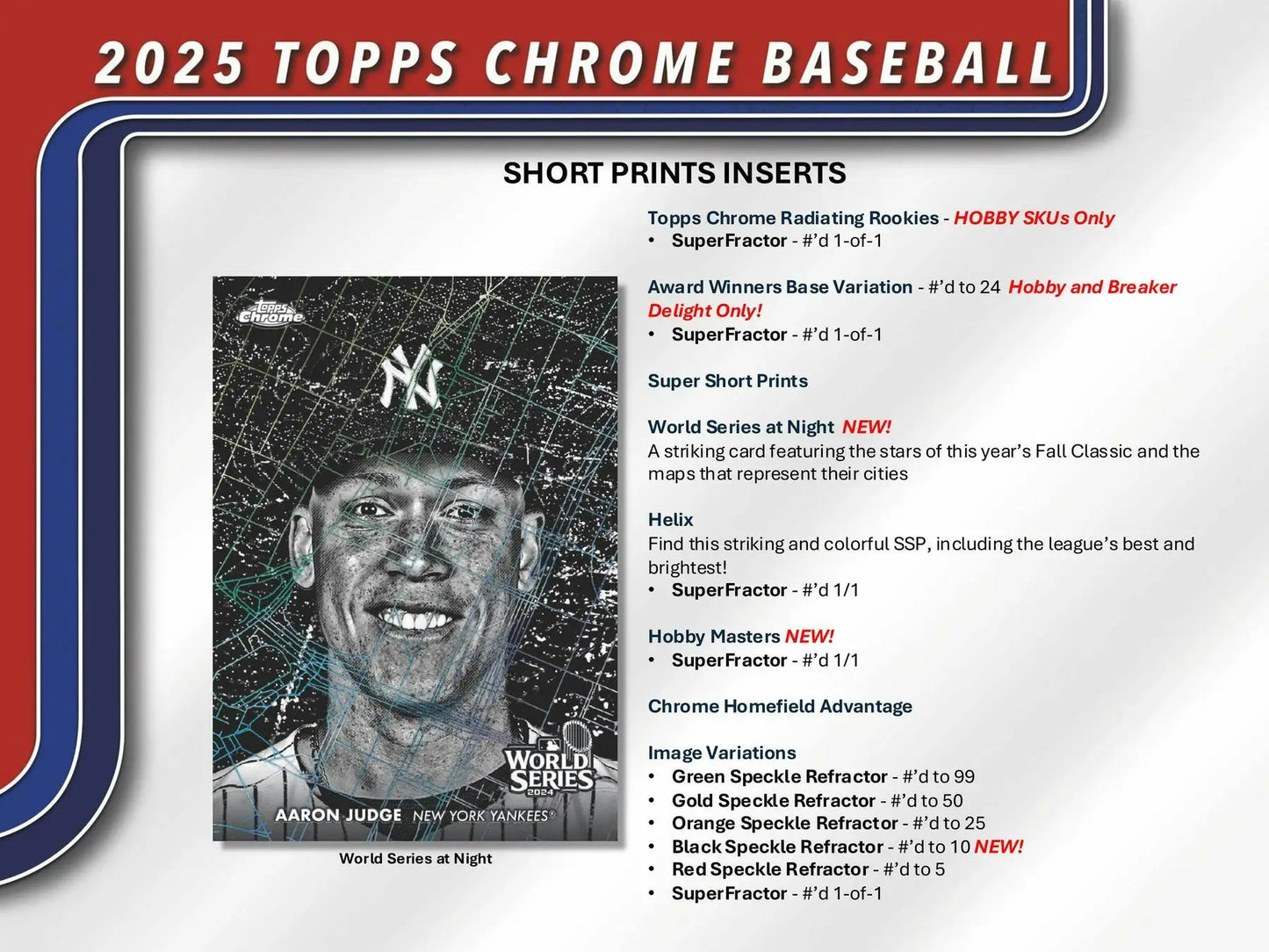 Baseball trading card featuring Aaron Judge from 2025 Topps Chrome Breaker Delight Box