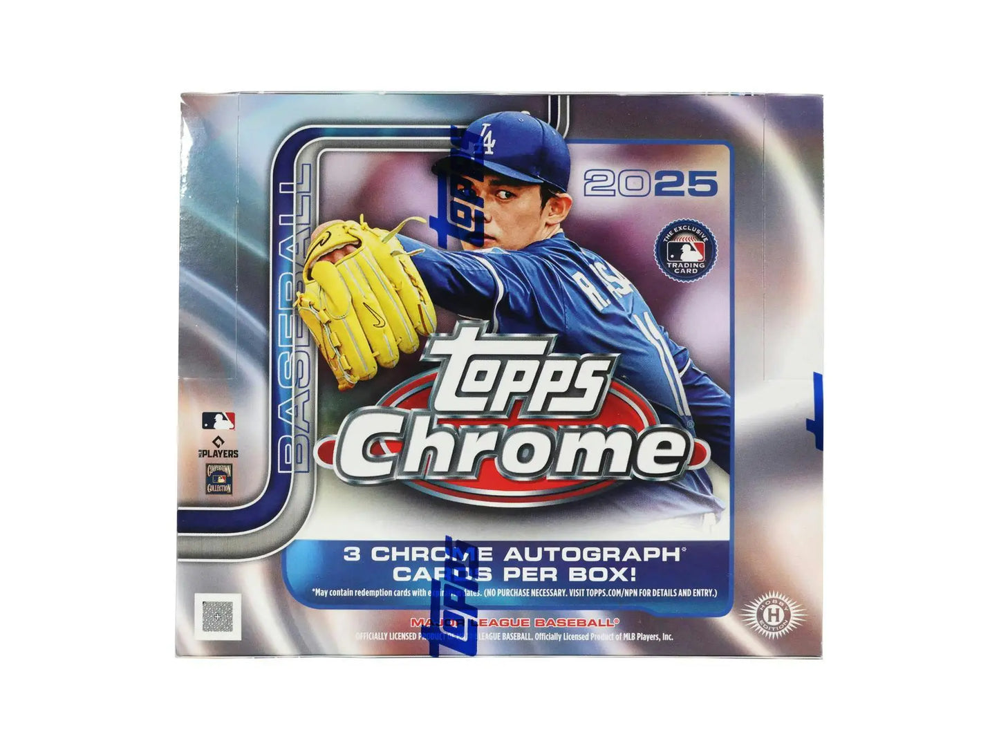 Sealed 2025 Topps Chrome Baseball hobby jumbo box with 3 autograph cards inside