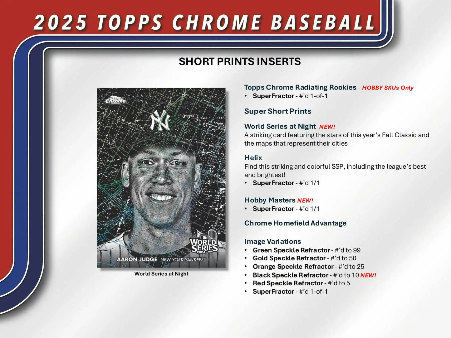 Baseball hobby jumbo trading card of Aaron Judge from 2025 Topps Chrome Baseball series
