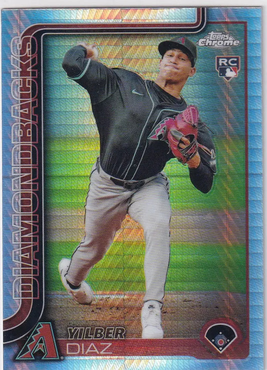 Baseball trading card of Yilber Diaz from Topps Chrome Baseball Prism 2025 Arizona Diamondbacks