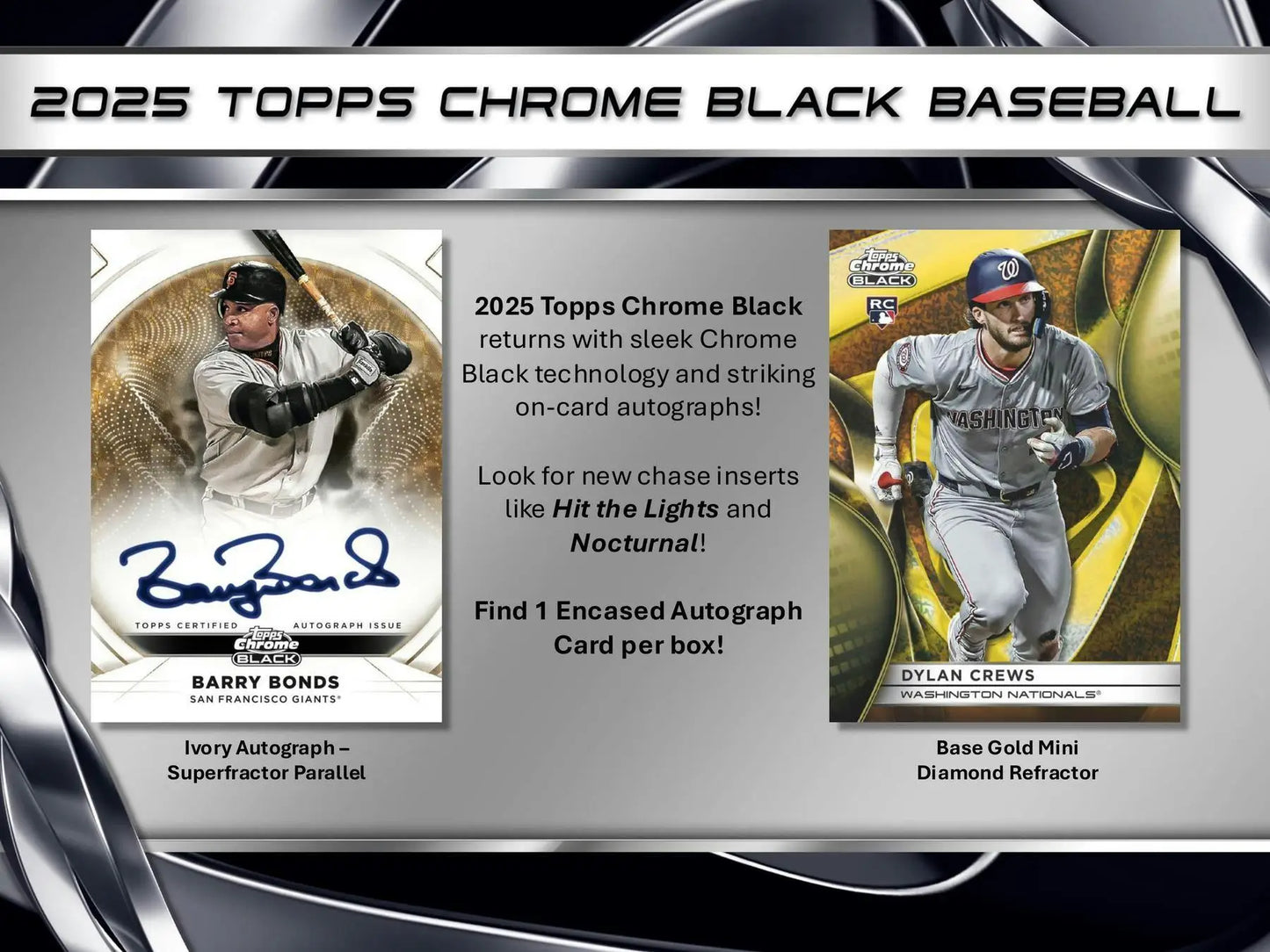 2025 Topps Chrome Black Baseball Cards with Red Refractor and Trim Refractor displayed