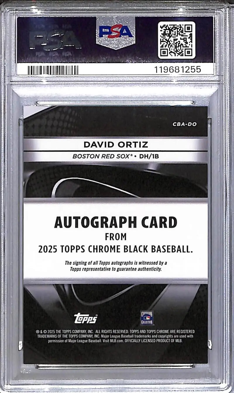 Graded 2025 Topps Chrome Black David Ortiz autographed card Red Sox PSA 9 MINT