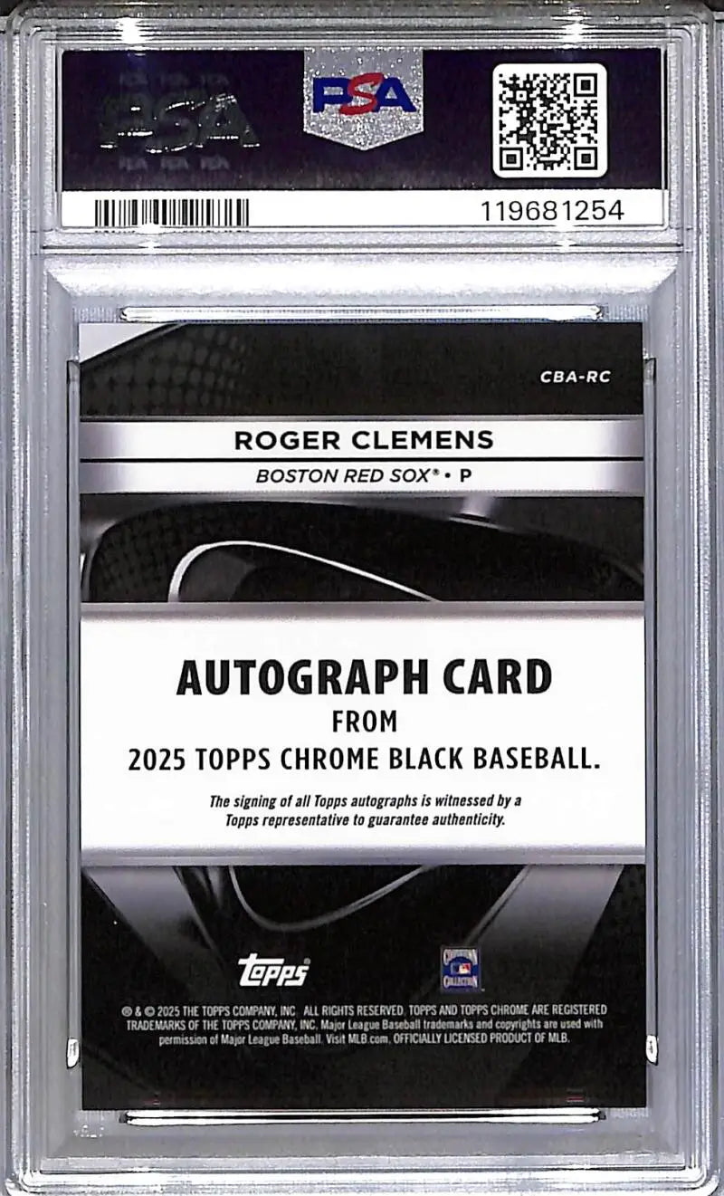 2025 Topps Chrome Black #CBA-RC Roger Clemens PSA 10 GEM MINT Auto Boston Red Sox