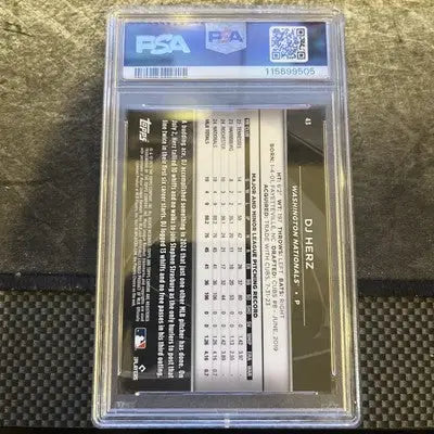 Graded Black DJ Herz baseball card from 2025 Topps Chrome Black series PSA 9