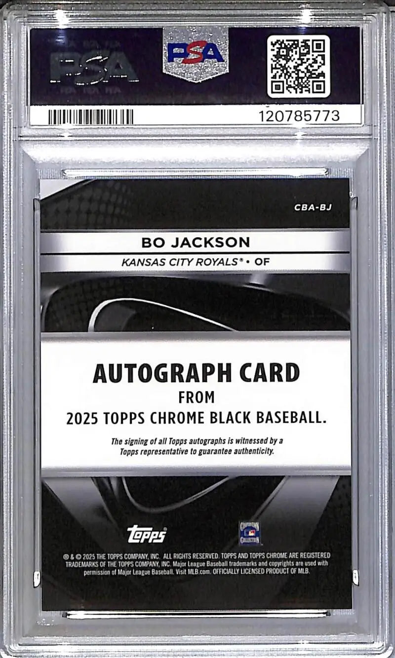 Graded Bo Jackson 2025 Topps Chrome Black Gold Mini Diamond autograph card PSA 10
