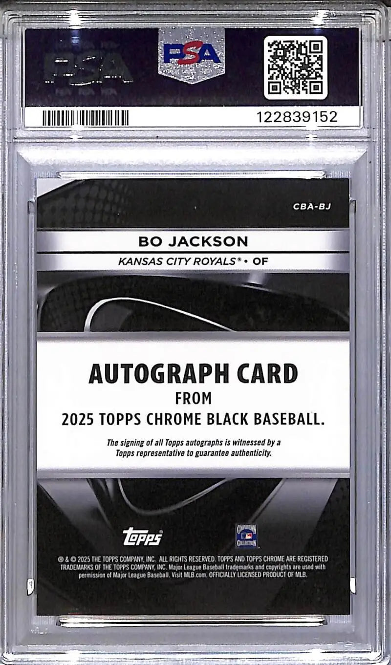 2025 Topps Chrome Black Gold Mini Diamond #CBA-BJ Bo Jackson PSA 9 MINT Auto 1/50 Kansas City Royals