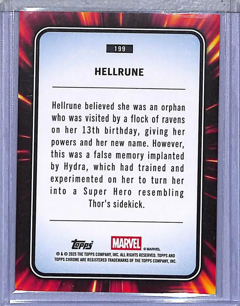 Marvel Hellrune trading card from 2025 Topps Chrome Blue and Green #199 chrome blue NM-MT