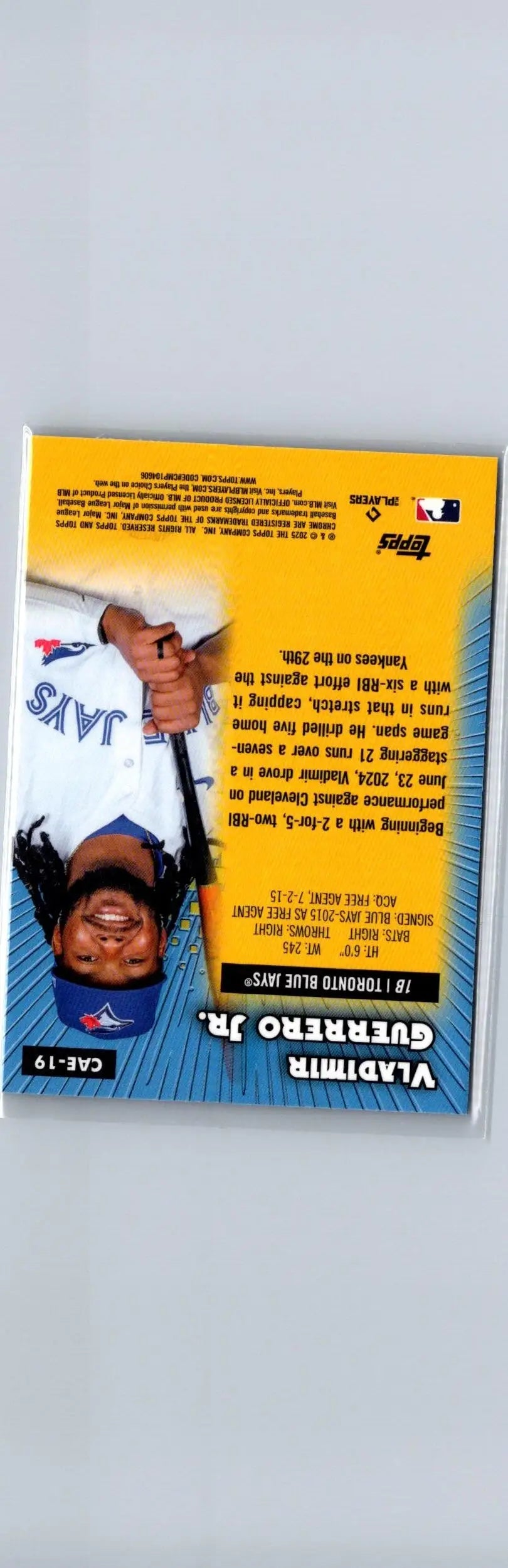 Vladimir Guerrero Jr. Topps Chrome trading card from 2025 Topps Chrome #CAE-19