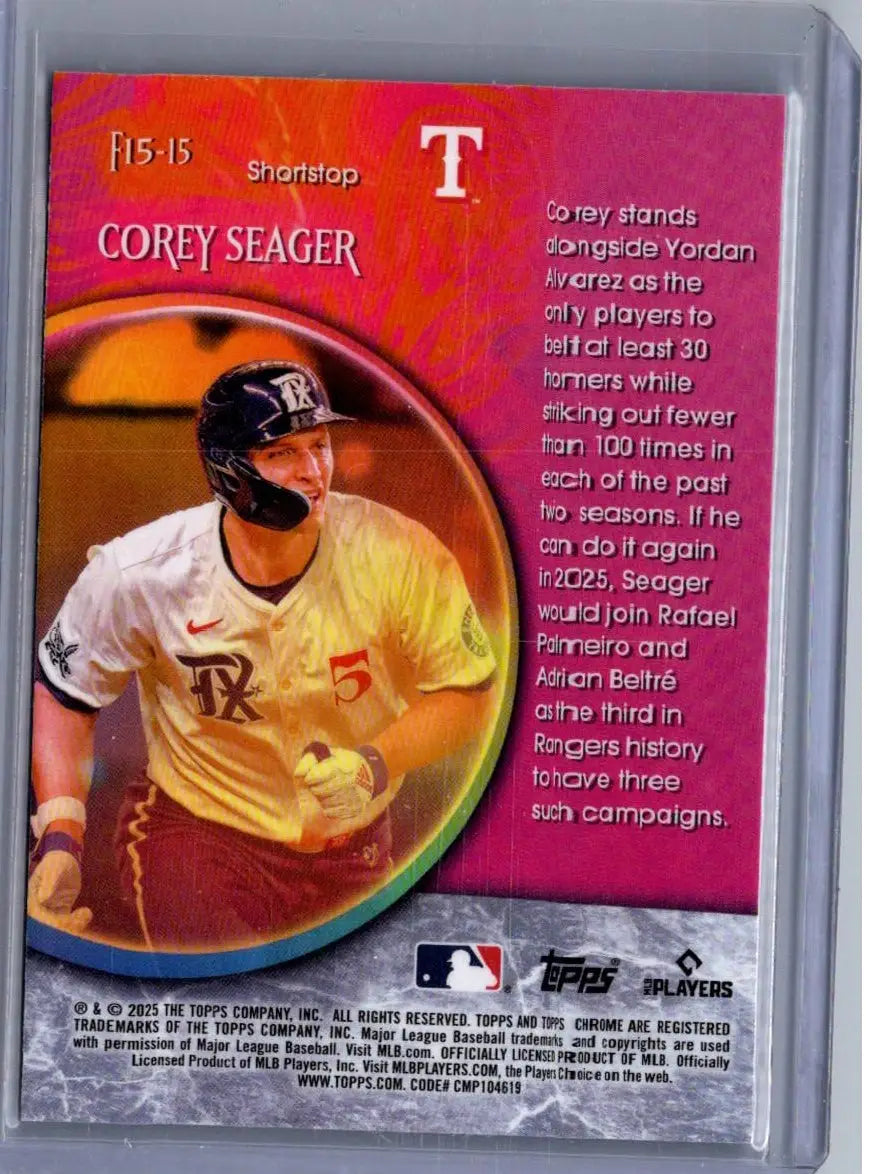 Baseball trading card of Corey Seager from 2025 Topps Chrome Seager Fortune series