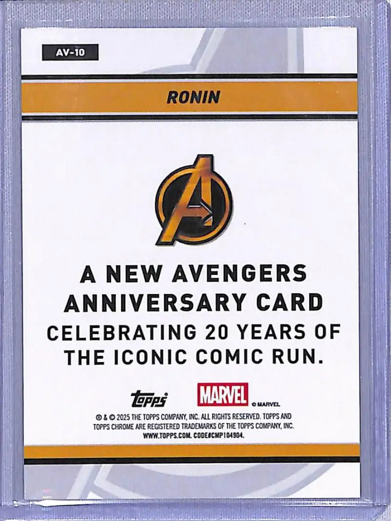 2025 Topps Chrome Avengers Anniversary Ronin trading card, collectible marvel item