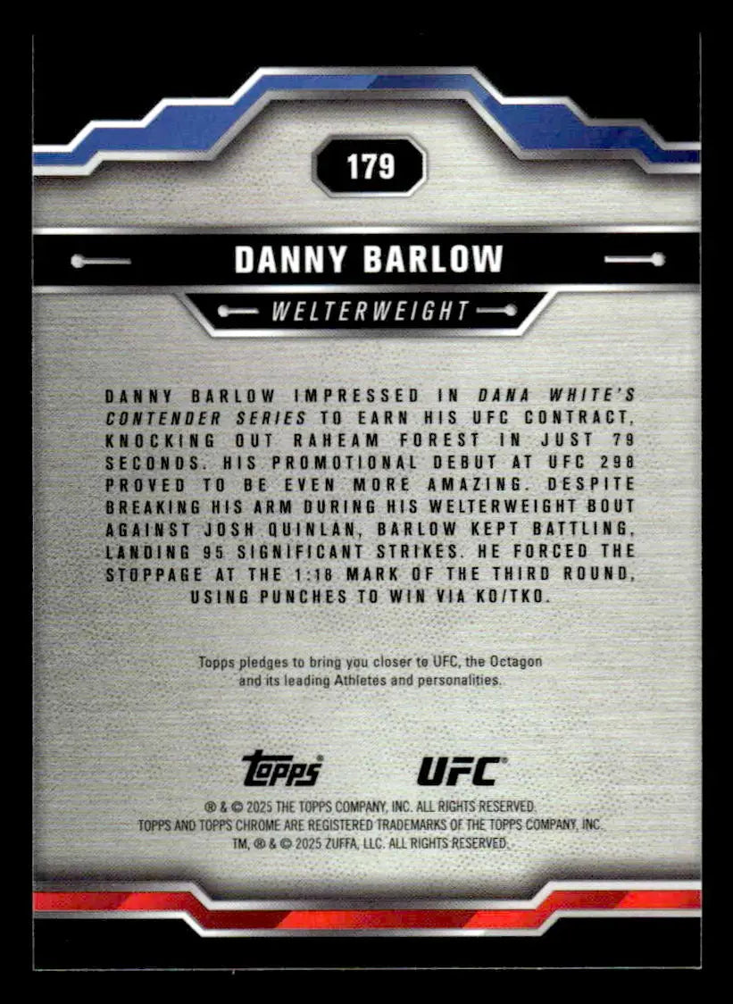 Collectible trading card with silver and black design from 2025 Topps Chrome Sapphire Edition UFC