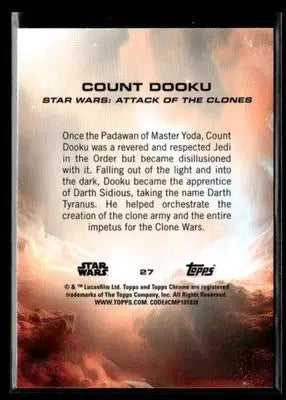 2025 Topps Chrome Sapphire Star Wars #27 Count Dooku Green Sapphire #90/99