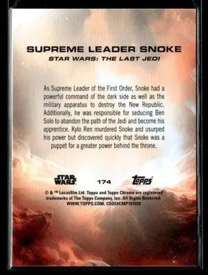 2025 Topps Chrome Star Wars #174 Supreme Leader Snoke RayWave Refractor