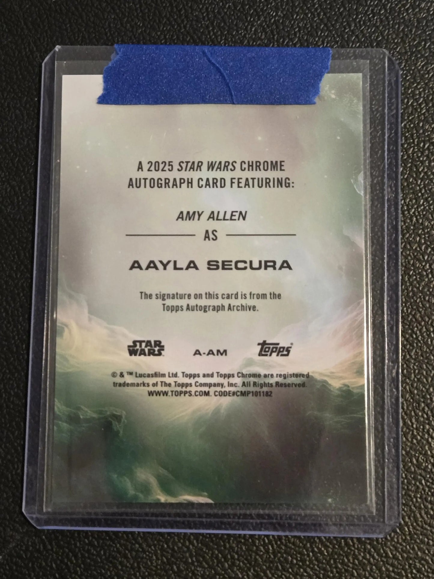 Star Wars Chrome Star autographed trading card featuring Amy Allen as Aayla Secura