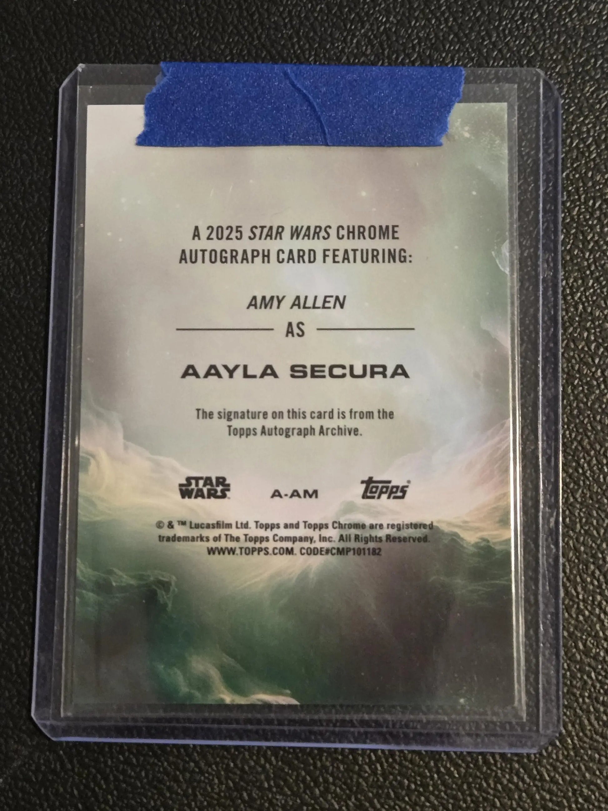 Star Wars Chrome Star autographed trading card featuring Amy Allen as Aayla Secura