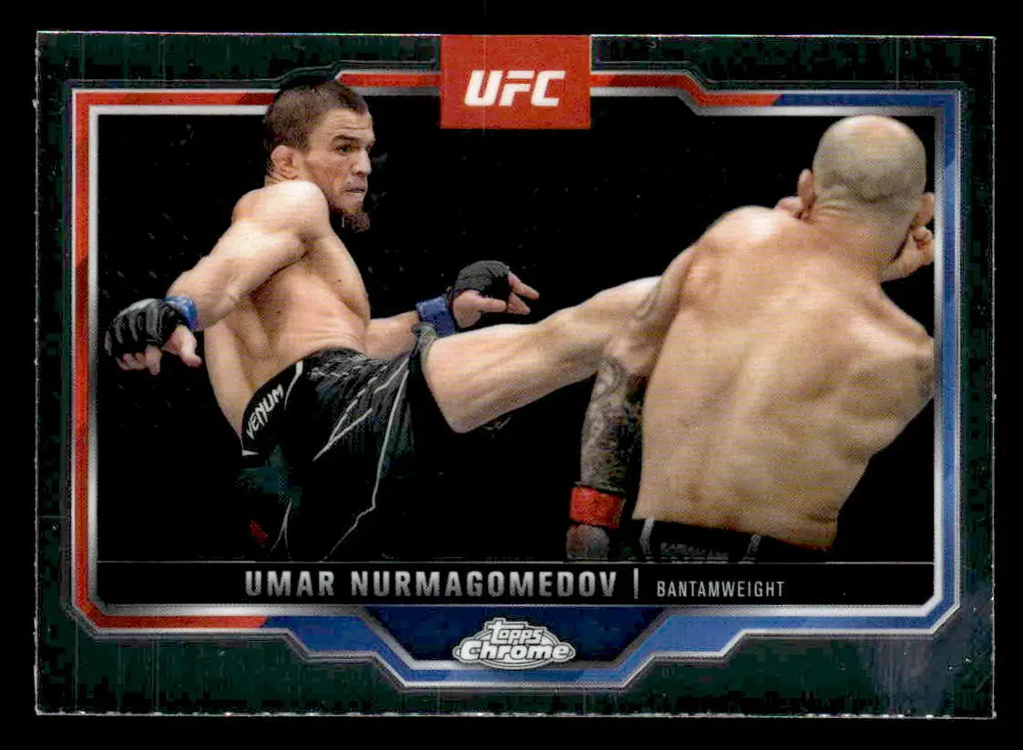 UFC trading card featuring Umar Nurmagomedov from 2025 Topps Chrome UFC series