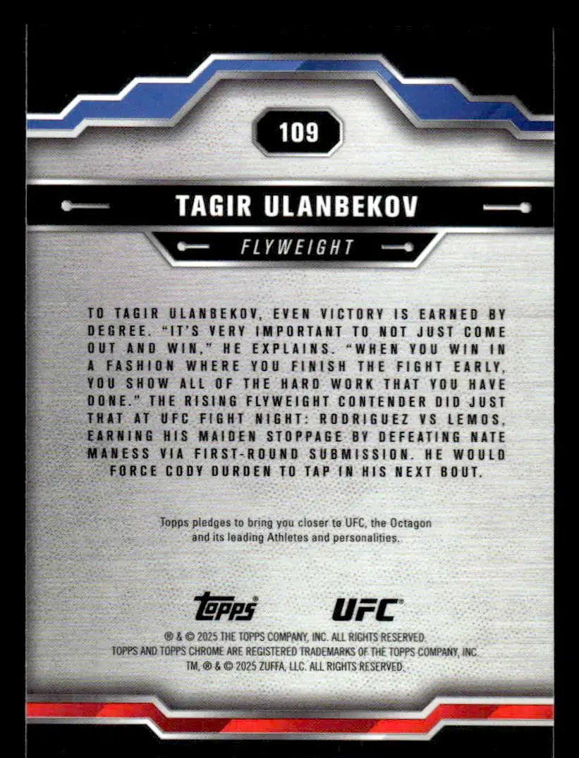 UFC trading card featuring Tagir Ulanbekov from 2025 Topps Chrome UFC series