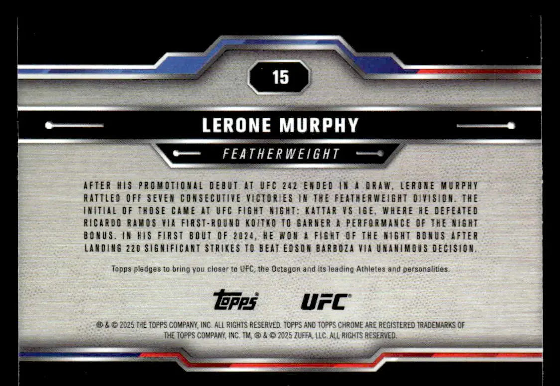 2025 Topps Chrome UFC Lerone Murphy trading card displayed in Topps Chrome UFC collection