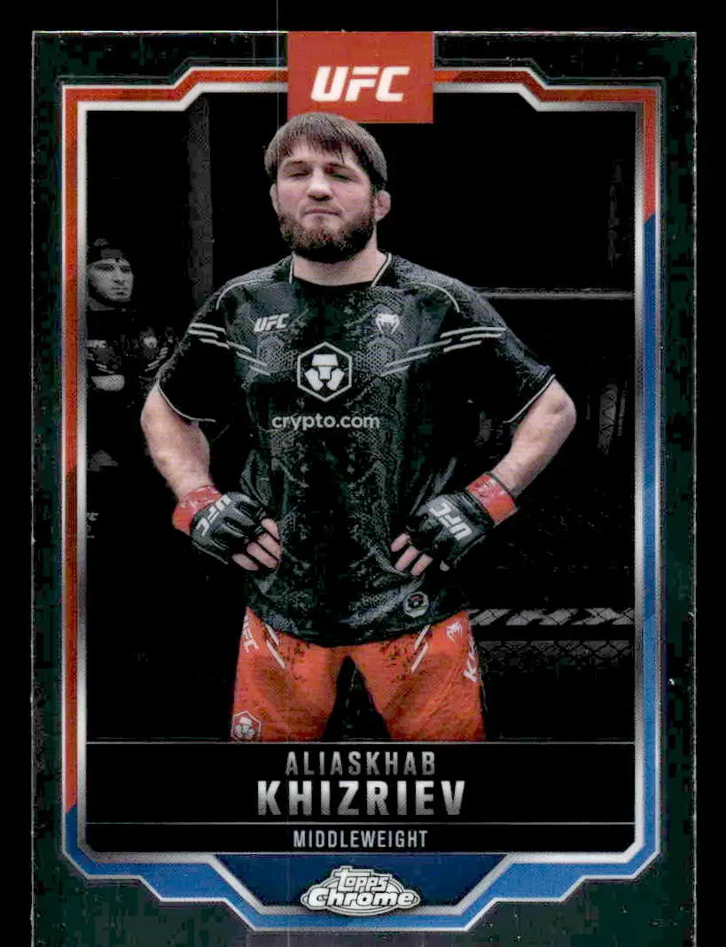 UFC trading card featuring Aliaskhab Khizriev from 2025 Topps Chrome UFC series