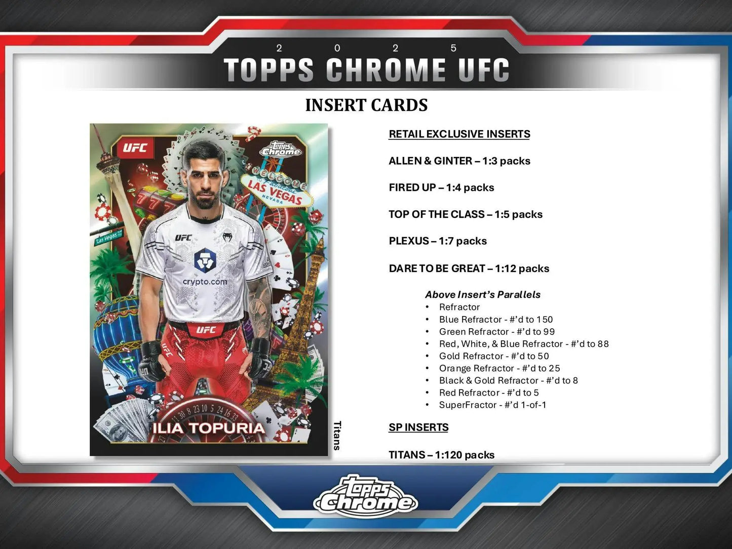 2025 Topps Chrome UFC Blaster Box with UFC Insert Cards Checklist