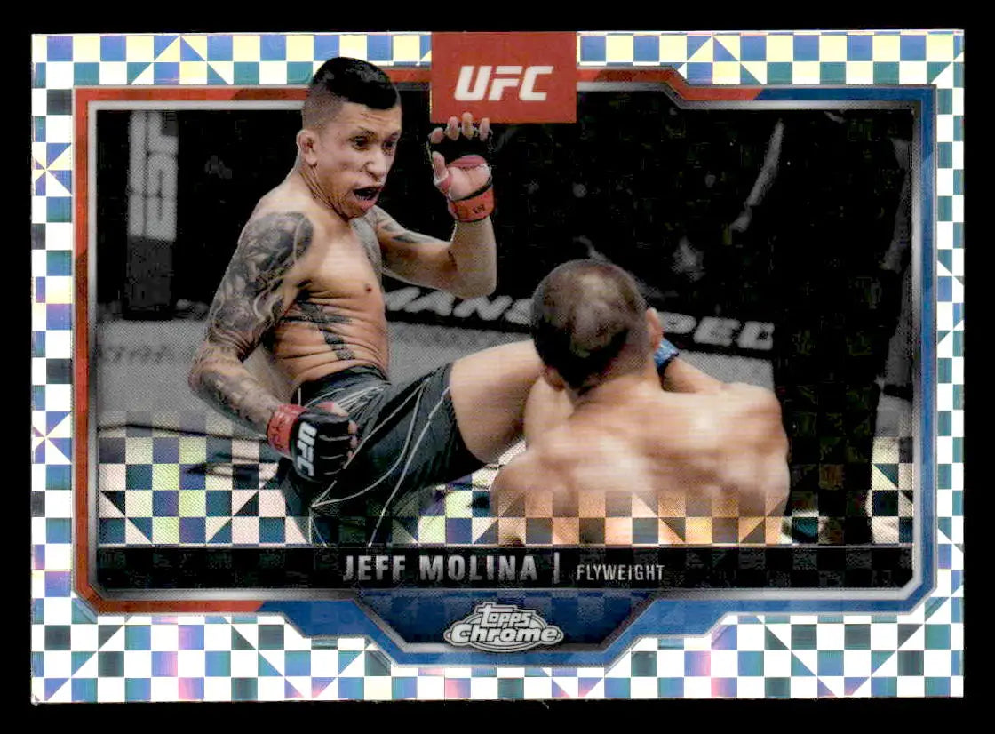 2025 Topps Chrome UFC Jeff Molina X-Fractor trading card featuring Jeff Molina