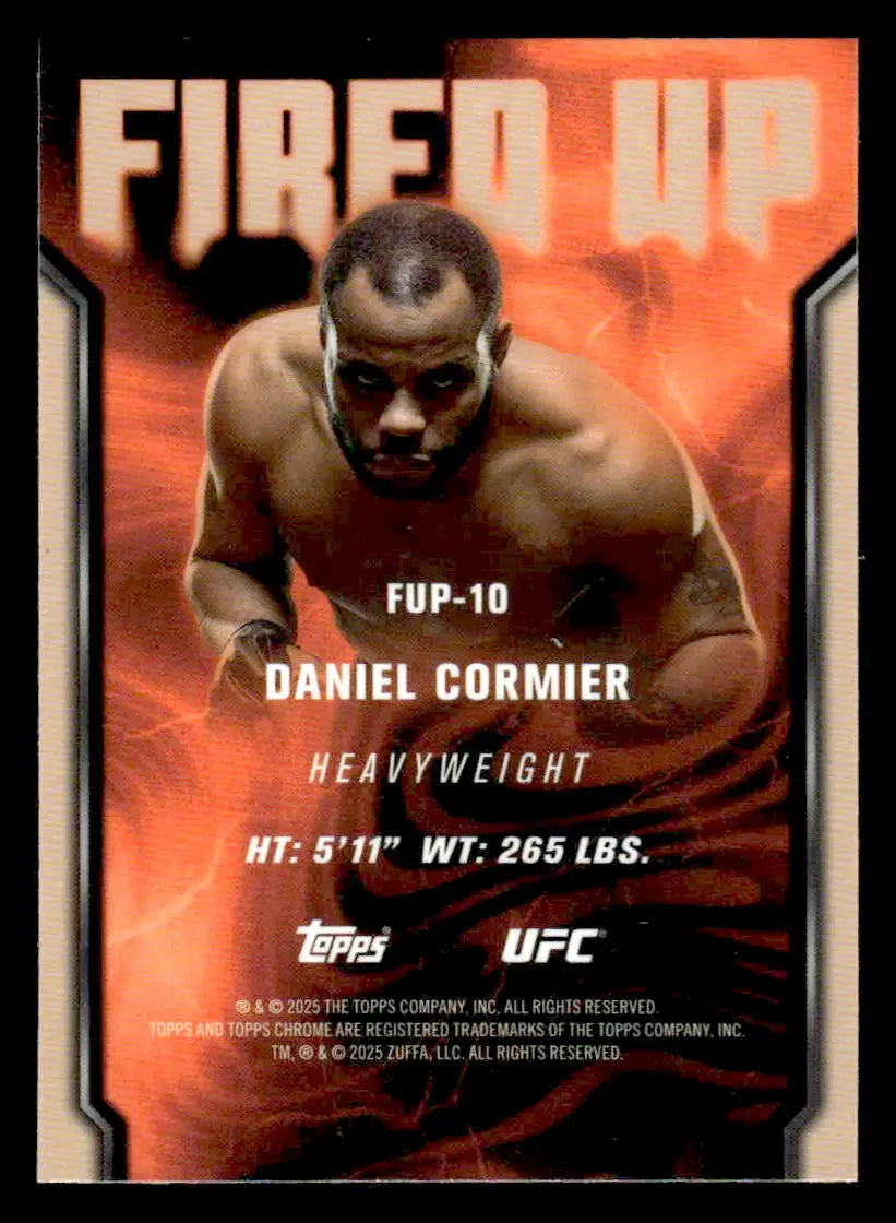 Daniel Cormier trading card from 2025 Topps Chrome UFC Fired Up collection