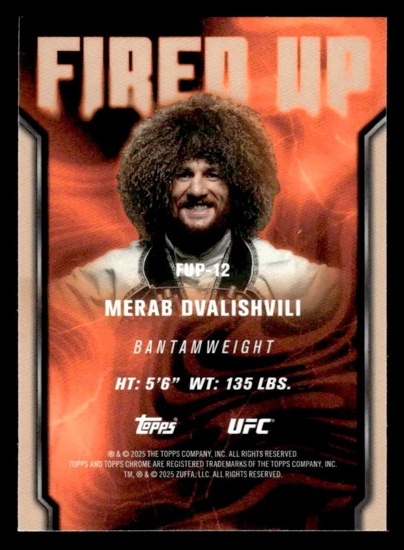 Collectible Topps Chrome UFC card featuring Merab Dvalishvili from 2025 Chrome UFC series