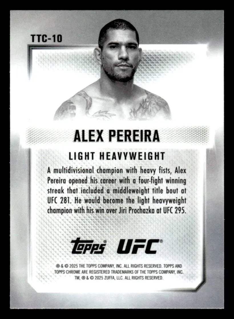 Collectible Topps Chrome UFC trading card featuring Alex Pereira fighter for chrome UFC fans