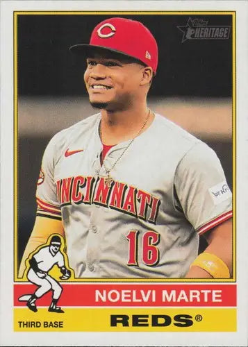 Original gloss 2025 Topps Heritage Noelvi Marte baseball card Reds ID 78240