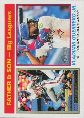 Original gloss baseball card featuring Vladimir Guerrero Sr. and Jr. from Topps Heritage