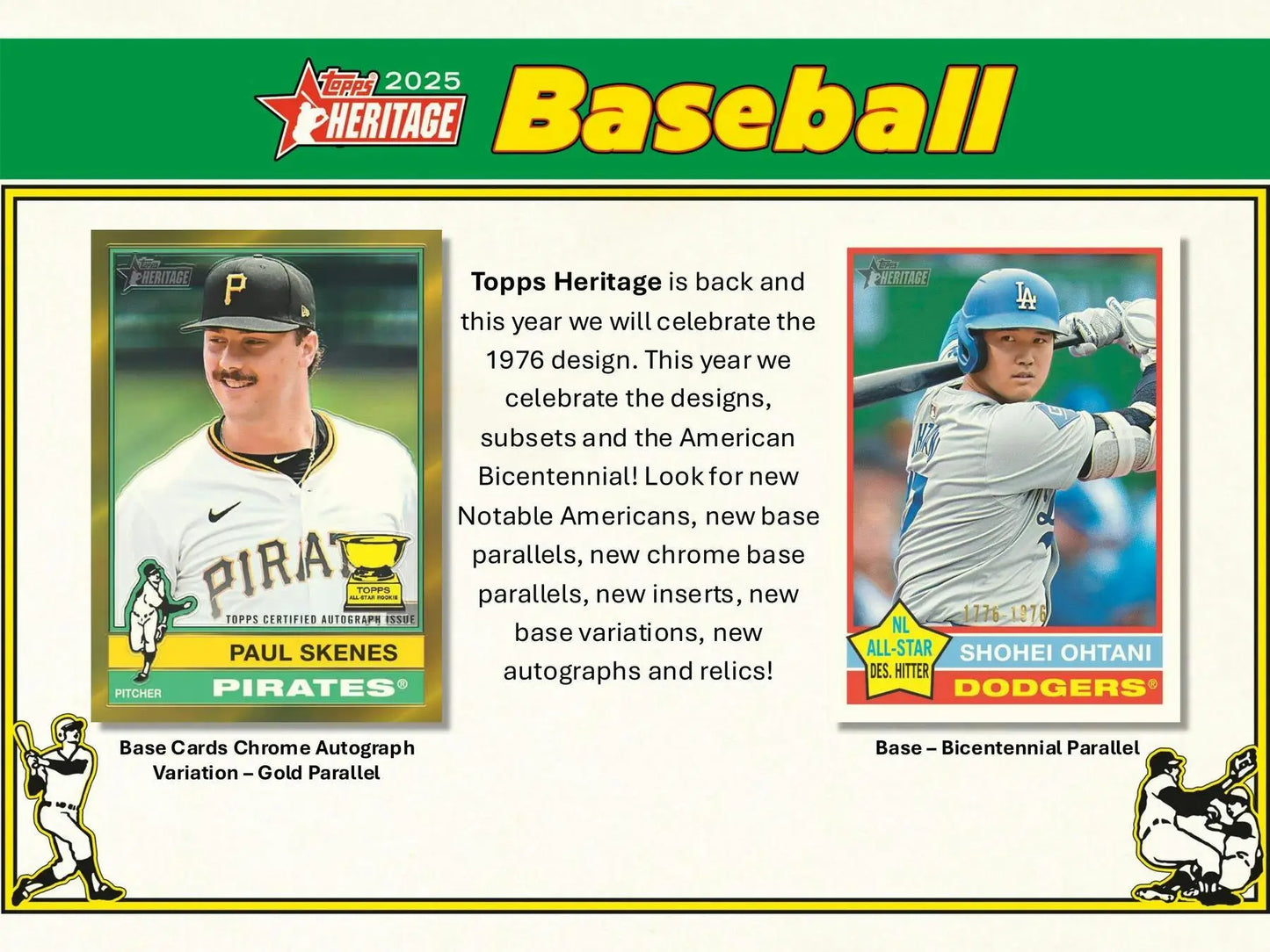 2025 Topps Heritage Baseball 8-Pack Blaster Box with green bordered base cards and short prints