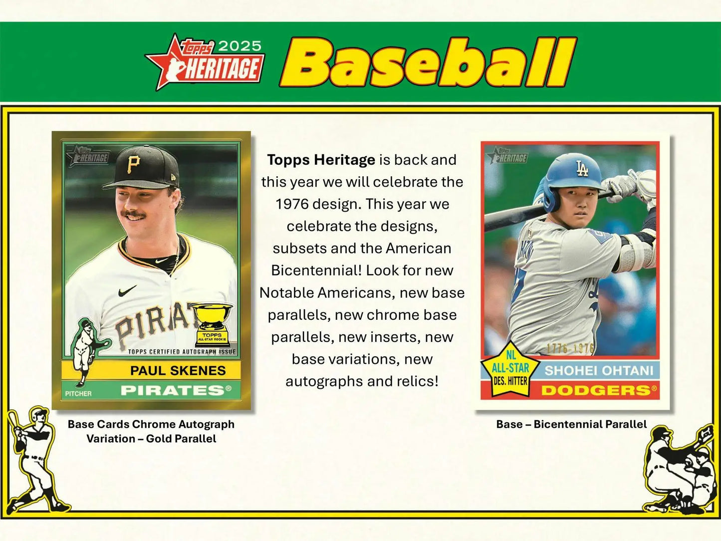 2025 Topps Heritage Baseball Mega Box with collectible base card and card chrome options