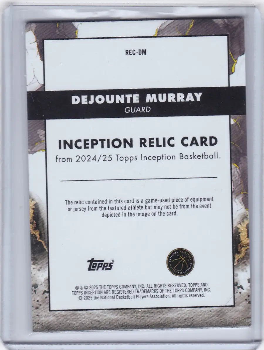 Dejounte Murray patch from 2024/25 Topps Inception basketball card featuring Dejounte Murray
