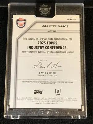 Frances Tiafoe autograph card from 2025 Topps Industry Conference tennis series
