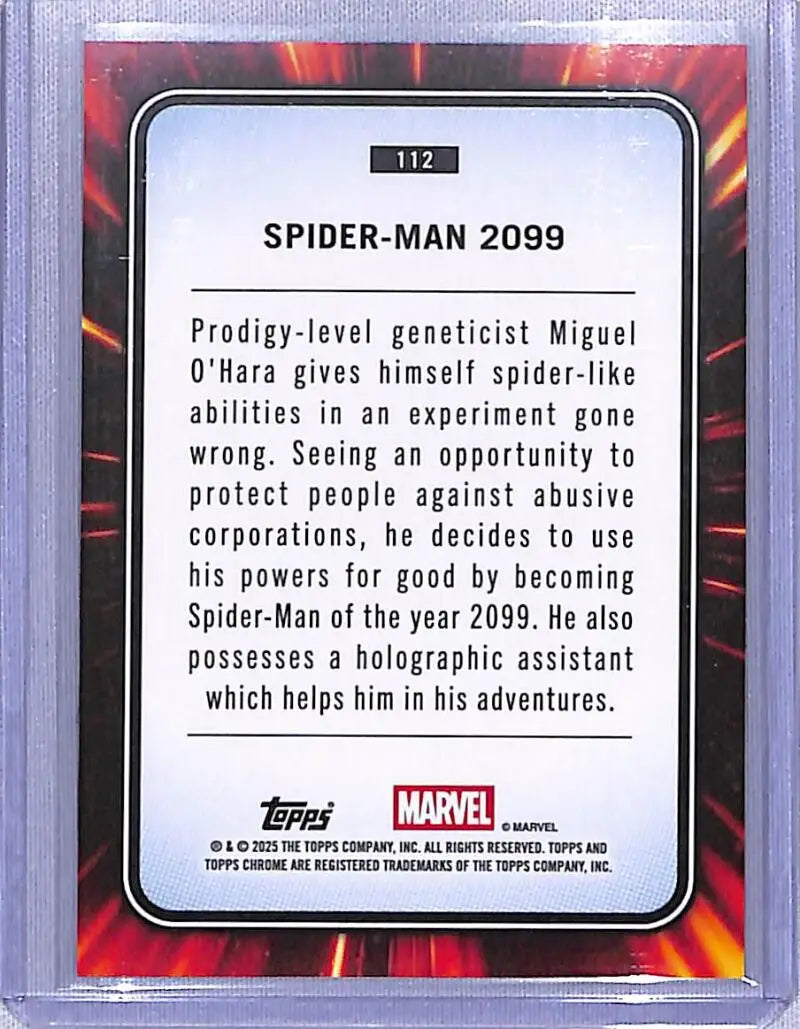 2025 Topps Marvel Chrome Spider-Man 2099 trading card for Marvel Chrome collectibles